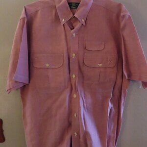 Orvis Short Sleeve Shirt; Buttons; Light Red; Size L